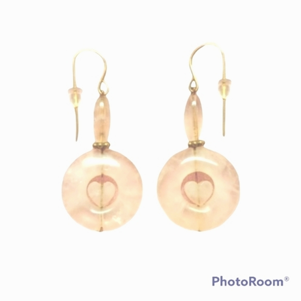 Rose Quartz Dangle Earrings Handmade One of a Kind Vintage Love Empathy …